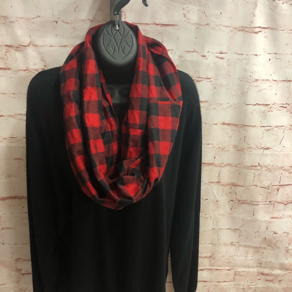 Flannel pocket infinity scarf New and handmade